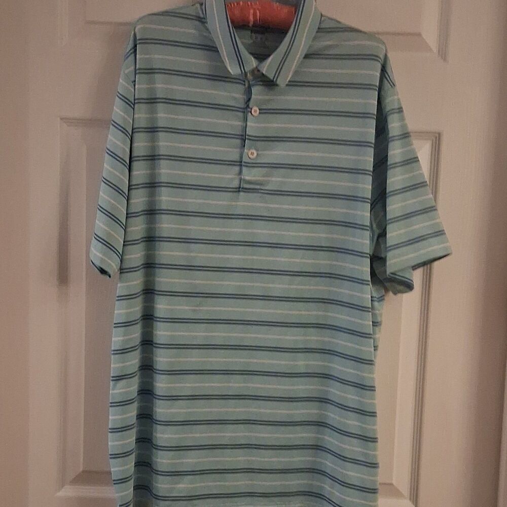 PUMA Men's XL Light Blue Striped Polo Shirt Short Sleeve Collared Button Nwot